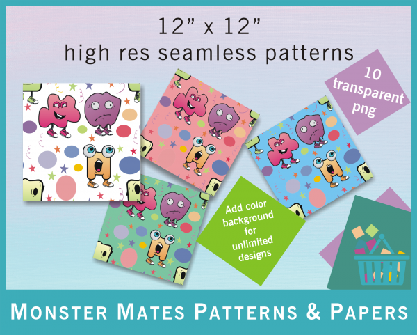 monster mates Patterns Papers transparent png