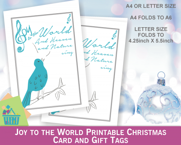 Joy to the World Printable Christmas Card and Gift Tags