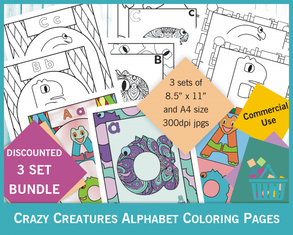 pixels pantry crazy creatures animal alphabet coloring pages commercial use